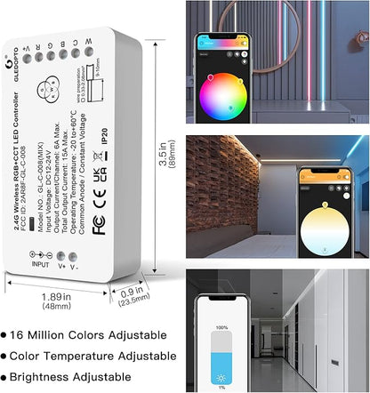 ZigBee 3.0 LED Strip Controller RGB+CCT Mix Dimmable Compatible with SmartThings Amazon Echo Plus App/Voice Control for RGB Warm White Cold White LED Strip Light (Require ZigBee Hub)