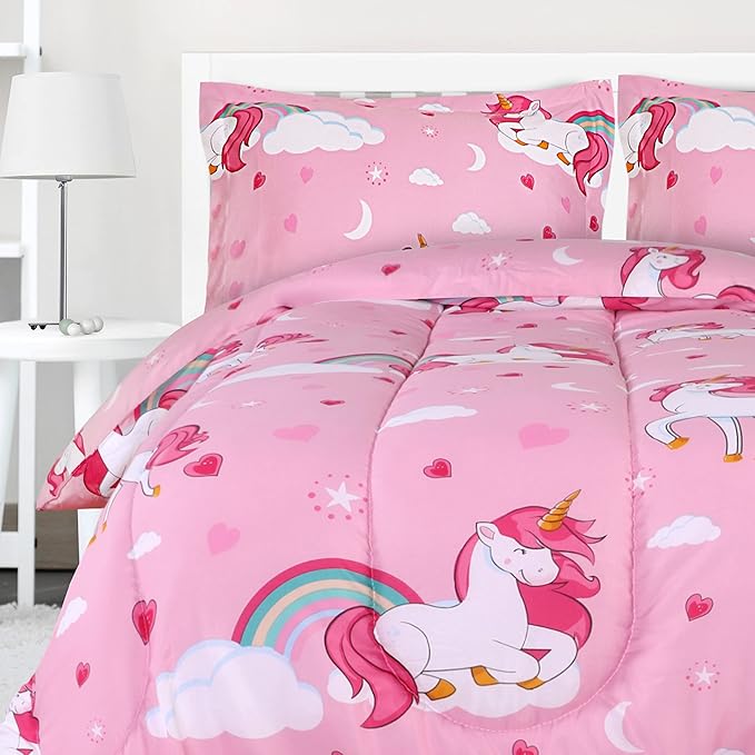 Utopia Bedding All Season Unicorn Comforter Set with 2 Pillow Cases, 3 Piece Soft Brushed Microfiber Kids Bedding Set for Boys/Girls, Machine Washable (Twin)