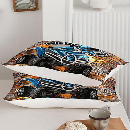 Axolotl Quad Bike Bedding Set Twin,Dirt Bike Comforter Set,Extreme Sports Bedding Set,Sports Theme Comforter Set,Tractor Truck Bedding,Motorcycle Comforter for Kids Boys Teens,1 Quilt 2 Pillowcases