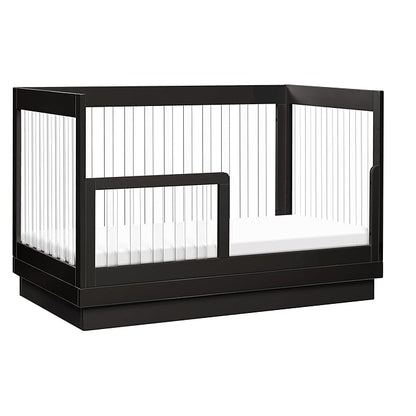 Babyletto Harlow Acrylic 3-in-1 Convertible Crib with Toddler Bed Conversion Kit in Black with Acrylic Slats, Greenguard Gold Certified