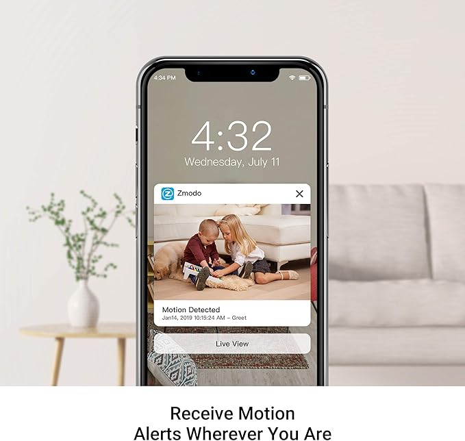 Zmodo Mini Pro, 1080P Plug-in WiFi Security Camera, Indoor Smart Camera with AI Motion Detection, Pet Nanny Cam, Night Vision, 2-Way Audio, Phone App, Compatible with Alexa & Google Assistant.