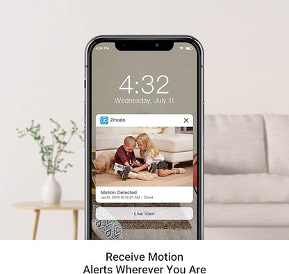 Zmodo Mini Pro, 1080P Plug-in WiFi Security Camera, Indoor Smart Camera with AI Motion Detection, Pet Nanny Cam, Night Vision, 2-Way Audio, Phone App, Compatible with Alexa & Google Assistant.