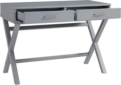 Linon Grey Campaign Style Sawyer Desk