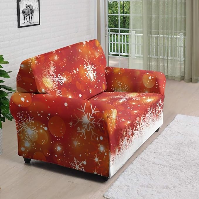 FKELYI Christmas Decor Sofa Couch Cover for Indoor Non-Slip Furniture Protector Easy Going Stretch Sofa Slipcover Washable Sofa Slipcovers M