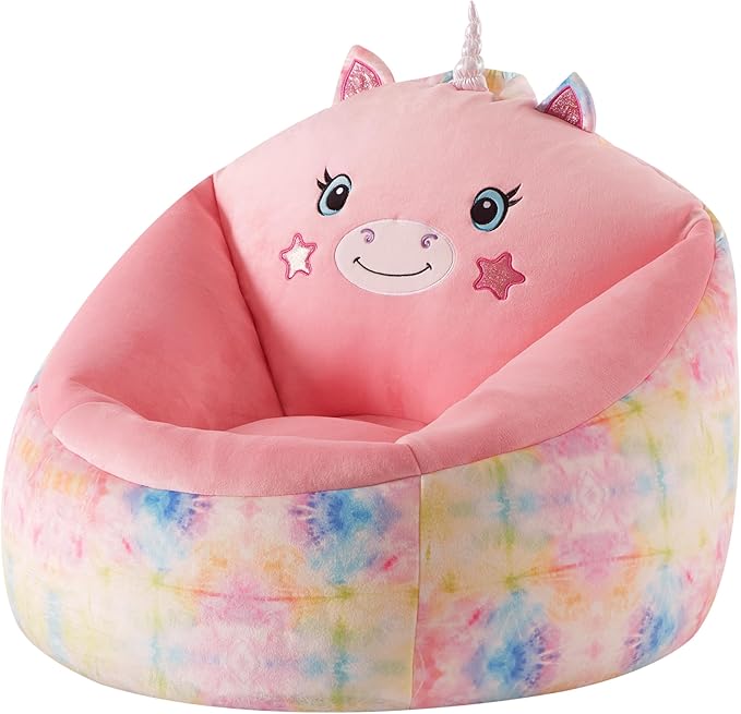 Heritage Kids Micromink Squishy Bean Bag Chair for Kids Ages 3+, Figural Unicorn