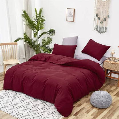 Burgundy Comforter Full Size Dark Red Bedding Set Soft Pure Burgundy Comforter Set Durable Burgundy 3 PCs Bed Set 1 Comforter with 2 Pillowcases