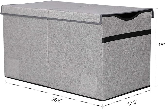 Toy Box Chest, Collapsible Sturdy Storage Bins with Lids, Extra Large Kids Toy Storage Organizer Boxes Bins Baskets for Kids, Boys, Girls, Nursery Room, Playroom, Closet (Fine Linen Gray)