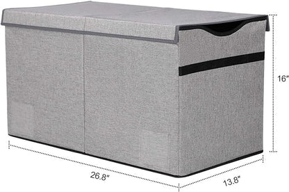 Toy Box Chest, Collapsible Sturdy Storage Bins with Lids, Extra Large Kids Toy Storage Organizer Boxes Bins Baskets for Kids, Boys, Girls, Nursery Room, Playroom, Closet (Fine Linen Gray)