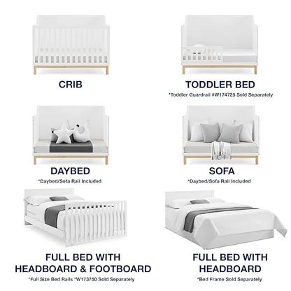 Delta Children babyGap Oxford 6-in-1 Convertible Crib + Brannan Bear Bookcase with Bins + Brannan Bear Wall Shelf with 4 Hooks, Bianca White/Natural (Bundle)