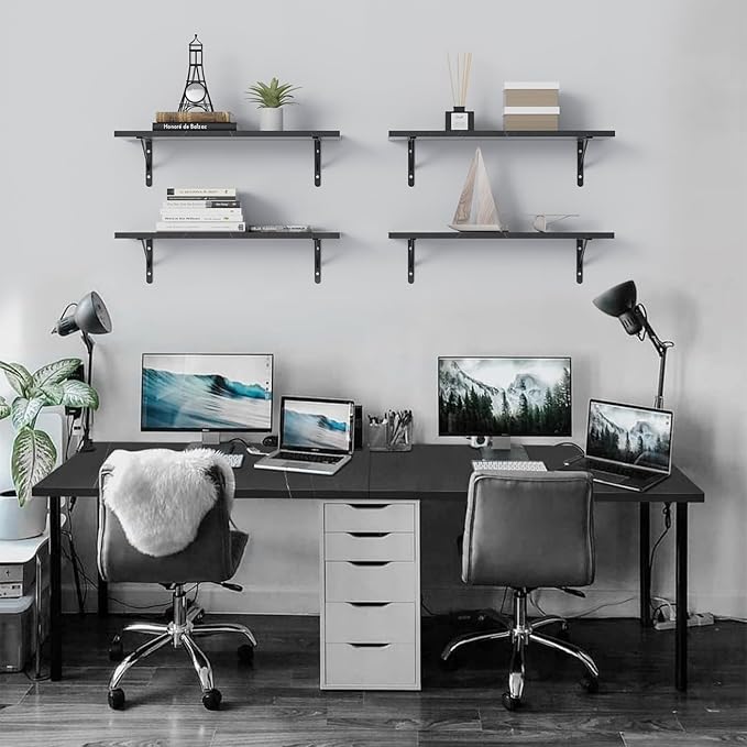 Kaboon Universal Tabletop 45"x20", Solid One-Piece Melamine Table Top, Double Desk L-Desk Floating Desk DIY, Home and Office,Cloud Atlas/Black Marble