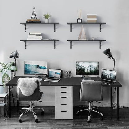 Kaboon Universal Tabletop 45"x20", Solid One-Piece Melamine Table Top, Double Desk L-Desk Floating Desk DIY, Home and Office,Cloud Atlas/Black Marble