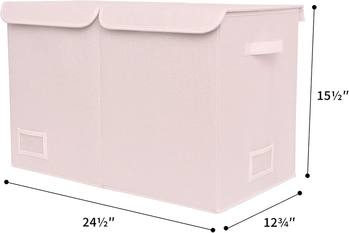 GRANNY SAYS Toy Chest with Lids, Foldable Toy Storage Organizer with Handles, Stuffed Animal Storage for Nursery Room Playroom, Girl's Room, Living Room, Large Toy Box for Girls, Pink