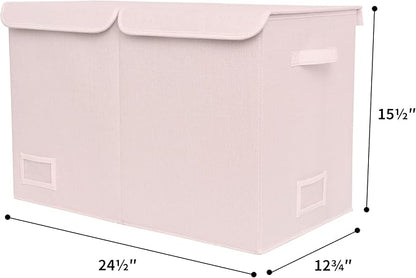 GRANNY SAYS Toy Chest with Lids, Foldable Toy Storage Organizer with Handles, Stuffed Animal Storage for Nursery Room Playroom, Girl's Room, Living Room, Large Toy Box for Girls, Pink