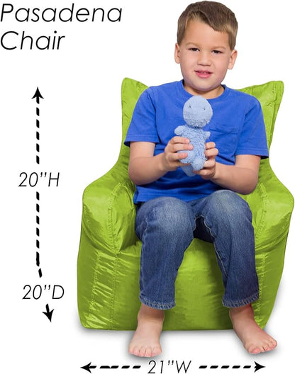 Posh Creations Structured Comfy Bean Bag Chair for Gaming, Reading, and Watching TV, Pasadena, Soft Nylon-Lime, Pasadena Chair