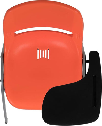 Flash Furniture HERCULES 5 Pack Orange Ergonomic Shell Chair with Left Handed Flip-Up Tablet Arm