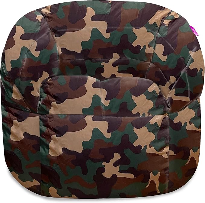 Posh Creations Structured Comfy Bean Bag Chair for Gaming, Reading and Watching TV, Sonoma Lounge, Nylon - Camo Green