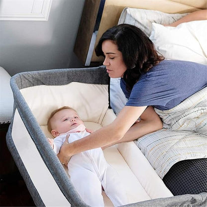 Bedside Sleeper Bedside Crib, Baby Bassinet 3 in 1 Travel Baby Crib Baby Bed with Breathable Net,Adjustable Portable Bed for Infant/Baby(Deep Grey)