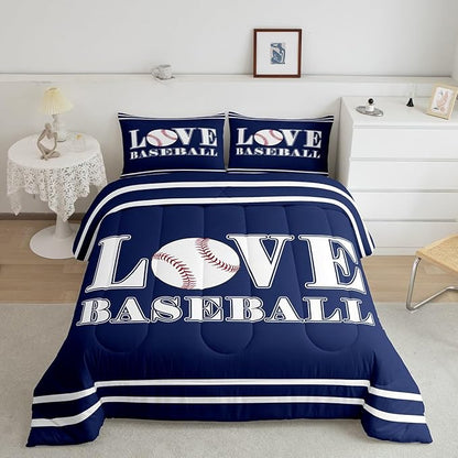 Feelyou Kids Baseball Comforter Set Twin Size Sports Game Bedding Set for Boys Girls Teens Bedroom Decor Baseball Gaming Comforter Gift for Baseball Lover Duvet Set with 1 Pillow Case
