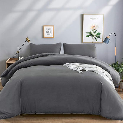 Deep Grey Comforter Set Cal King Dark Gray Beddig Set Women Solid Gray Color Bedding Set 3 PCs with 2 Pollowcases Lightweight Durable Gray Blanket Breathable Gray Bed Comforter Set Cal King