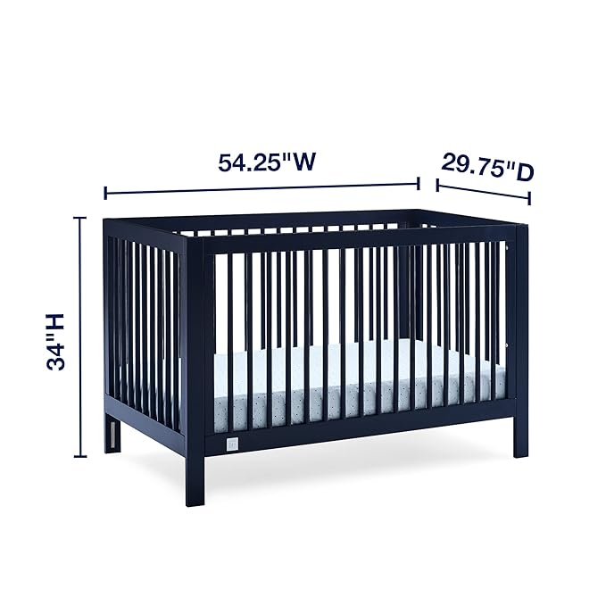 babyGap by Delta Children Charlie 6-in-1 Convertible Crib TrueSleep Crib and Toddler Mattress (Bundle), Navy