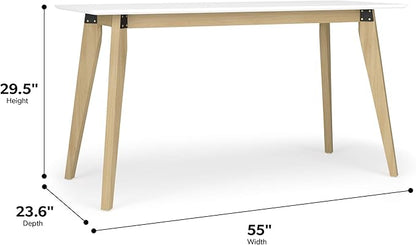 HON Basyx BSX55WPLTWH Modern Home Office Wood Computer Desk, 55", White