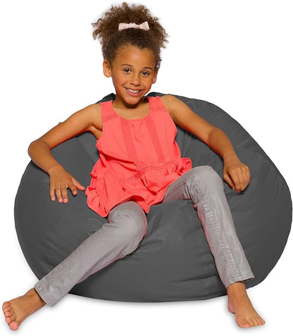 Posh Creations Bean Bag Chair for Kids, Teens, and Adults Includes Removable and Machine Washable Cover, Heather Gray, 38in - Large