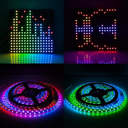 BTF-LIGHTING FCOB RGB WS2811 IC WS2812B WS2811 WS2813 SP107E Music Bluetooth Full Color Controller Support Almost All The LED IC Chip Suit for LED Strip,Matrix Panel,Module Buli-in Mic/AUX Input