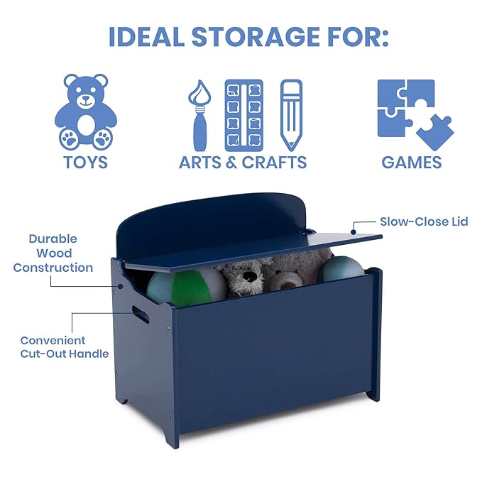 Delta Children MySize Deluxe Toy Box, Deep Blue