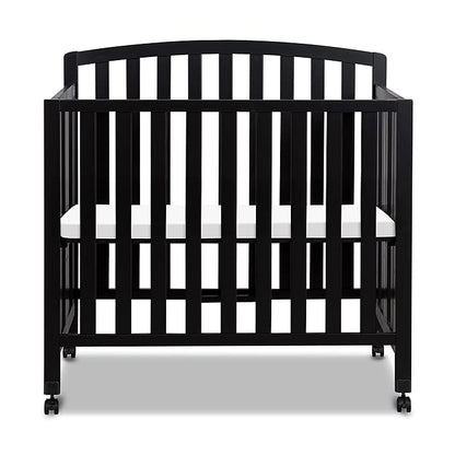 DaVinci Dylan Folding Portable 3-in-1 Convertible Mini Crib and Twin Bed in Ebony, Greenguard Gold Certified