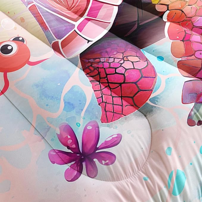 CVHOUSE Sea Turtle Comforter Sets King for Ocean Lovers,Turtle Beach Bedding Sets California King Set,Turtle Bedspread,Turtle Duvet,Turtle Bed Set,Turtle Quilt Set 3 Pcs 1 Comforter and 2 Pillowcases