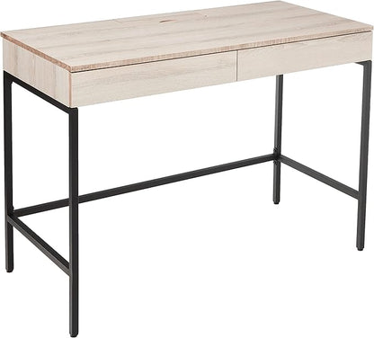 Acme Wendral Wooden Top Writing Desk with 2 Drawers in Natural and Black