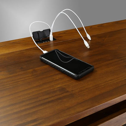 Casual Home Pull-Out & USB Port Folding Desk, Warm Brown (New)