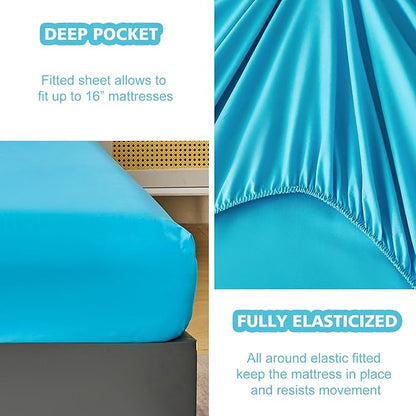 URBONUR 6Pcs Purple Blue Comforter Set Queen Size for Girls Bed in a Bag Queen Bedding Set with Comforter and Sheets Set, Gradient Mermaid Tail Printed Bed Sets for Teens Girls Women