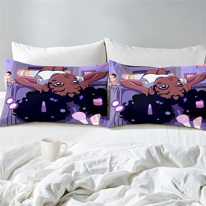 Black Girl Comforter Sets for Girls Full Size Bed, Pretty African American Girl Full Bed Sets Purple Full Bedding Comforter Set Microfiber Soft 3 Piece Quilt Set, 1 Comforter + 2 Pillowcases