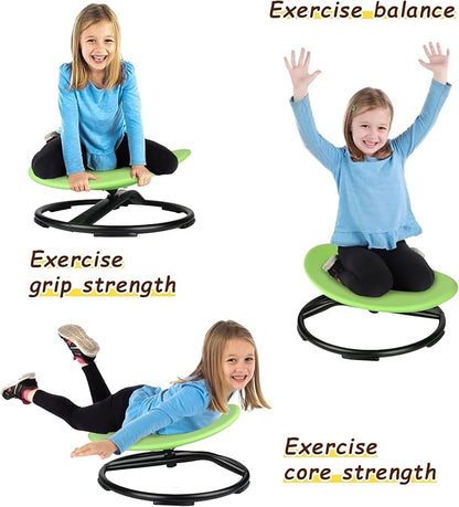 Kids Swivel Chair, Spinning Chair for Kids, Sit and Spin Chair for Kids,Balance Physical Therapy Equipment, Training Body Coordination，Sensory Spinning Seat for Kids (Green)