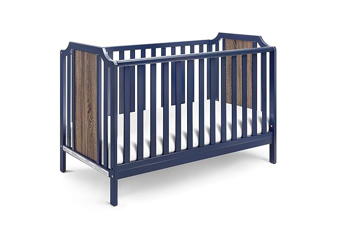 Suite Bebe Brees Convertible Island Crib in Midnight Blue and Vintage Walnut, 53.5x37.5x30.5 Inch (Pack of 1)