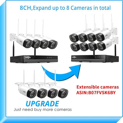 Hiseeu WiFi Security Camera System,【5MP Spotlight, 3TB Hard Drive】 Power Cord Cameras,Extenable 16CH, Outdoor IP66 Waterproof,Color Night Vision, Motion Alert,24/7 Time Record,Two Way Audio
