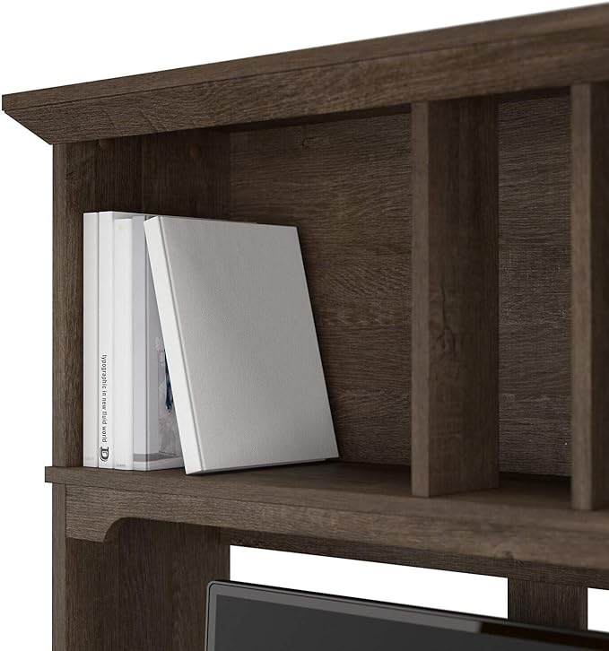 Bush Furniture Salinas Hutch, Desk Attachment with Shelf Storage for Home Office, 60W, Ash Brown