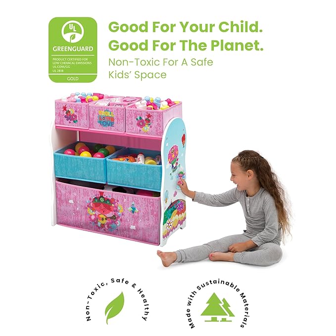 Delta Children Design and Store 6 Bin Toy Storage Organizer, Trolls World Tour