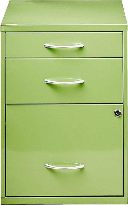 OSP Home Furnishings HPB Heavy Duty 3-Drawer Metal File Cabinet for Standard Files and Office Supplies, Green Finish