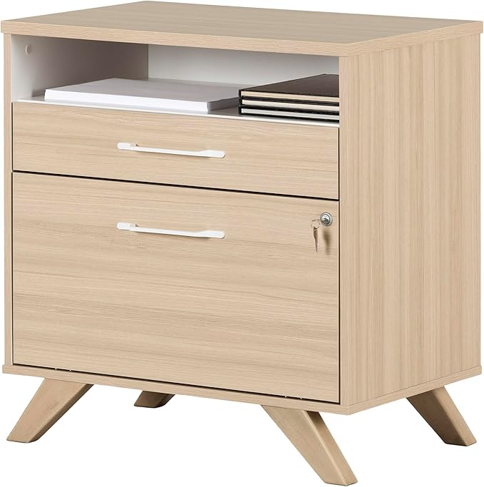 South Shore Helsy 2-Drawer File Cabinet, Lateral, Soft Elm and White