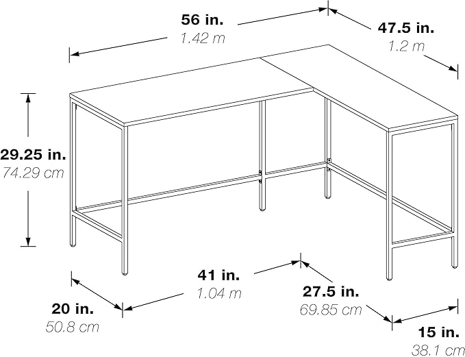 OSP Home Furnishings Contempo L-Shaped Desk, Ozark Ash