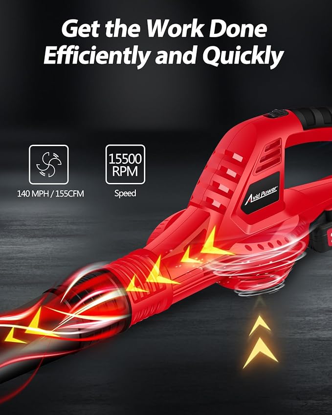 AVID POWER Cordless Leaf Blower, 20V Battery Powered Leaf Blower with 2.0Ah Battery and Charger, 140 MPH 155 CFM Electric Leaf Blower Light Duty for Lawn Care