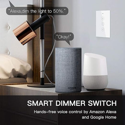 MOES WiFi RF Smart Light Dimmer Switch, Smart Life/Tuya APP Relay Status Backlight Switch Off RF Remote Control Voice Compatible with Alexa Google Assistants, White Touch