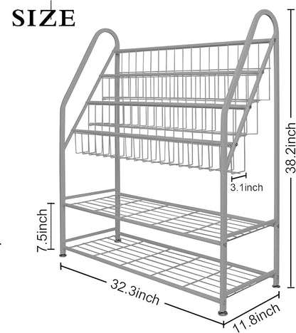 aboxoo Metal Kids Bookshelf Grey Bookcase LargeFreestanding for Children Room 32 in Toy Organizer Large Stable Bookcase Bookstore Library Book Unit Storage Kids Bed Living Room