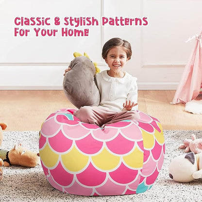 Nobildonna Stuffed Animal Storage Bean Bag Chair Cover Only for Kids Girls Toddler, Large Beanbag Chair Without Filling for Organizing Children Soft Plush Toys