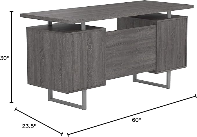 Coaster Furniture Lawtey Modern Rustic 2 Drawer Home Office Writing Desk Storage File Cabinet Silver Metal Frame Weathered Gray 800521