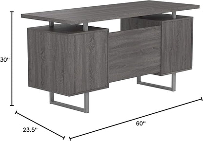 Coaster Furniture Lawtey Modern Rustic 2 Drawer Home Office Writing Desk Storage File Cabinet Silver Metal Frame Weathered Gray 800521