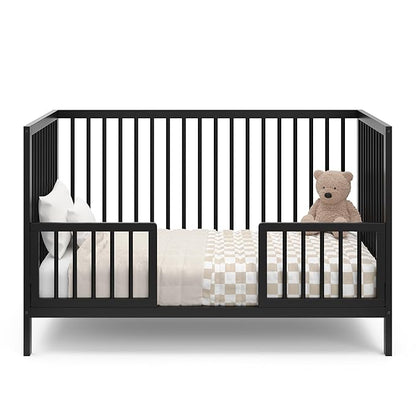 Graco Teddi 5-in-1 Convertible Crib (Black) – GREENGUARD Gold Certified, Converts to Daybed, Toddler & Twin Bed with Headboard and Footboard, Adjustable Mattress Height