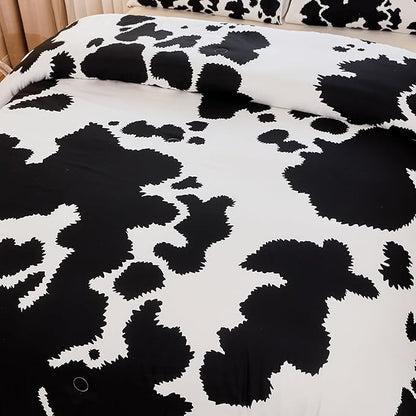 Cow Print Bedding Set Queen,Queen Size Cow Print Comforter Sets,Boys Bedding Set Queen,Black and White Color Comforter,Cow Room Decor